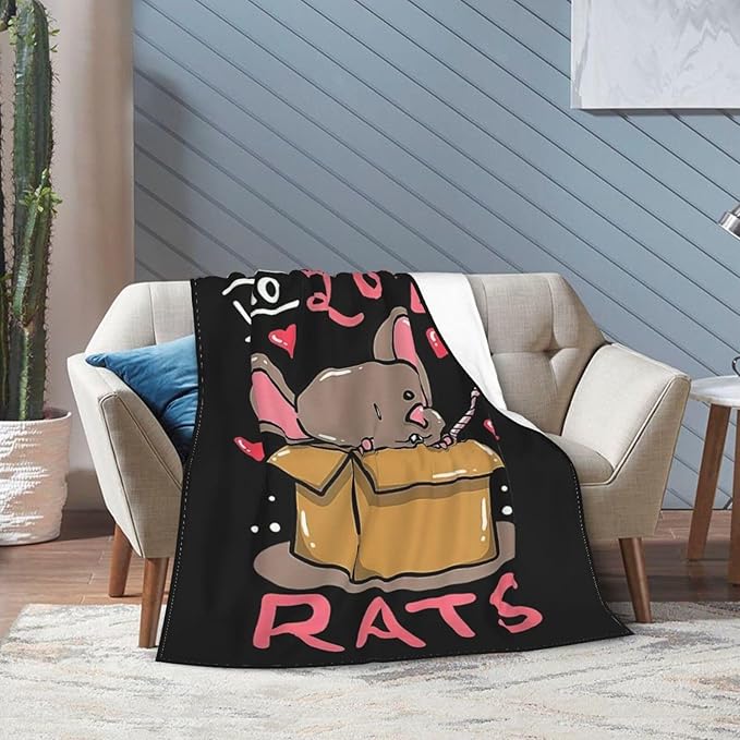 Just A Girl Who Loves Rats Blanket Soft Cozy Mouse Rat Plush Throw Blanket Warm Animal Flannel Fleece Stuff Decor Blanket Gifts for Lover Teens Kids Girls Boys Women Adults Bed Travel 60"x80"