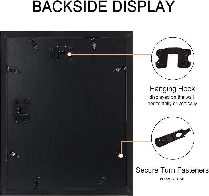 11x14 Picture Frame Set of 4, High Definition Real Glass, Display Pictures 8x10 with Mat or 11x14 Without Mat, Gallery Wall Hanging Photo Frames, Black