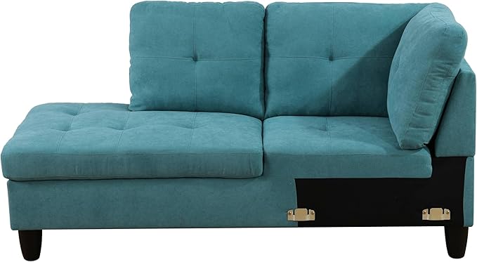 NicBex Sectional Couch 2 Pieces 66.5" L Sofa with Left Chaise Flannel L Shaped Cloud Couch for Living Room Furniture Sets with Cushion, Modular Sofa for Living Room & Small Apartment, Teal Blue