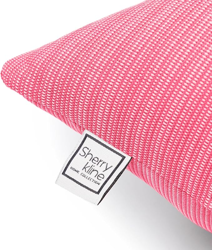 Ottomanson Sherry Kline Island Breeze Indoor/Outdoor Square Filled Pillow, 18"x 18", Hot Pink, 2 Count