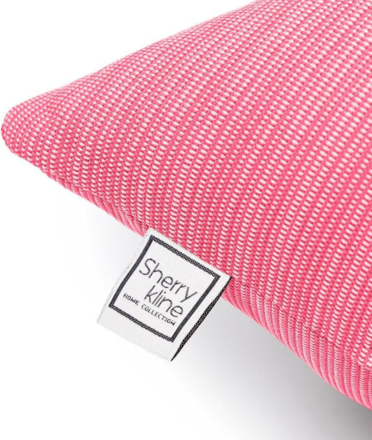 Ottomanson Sherry Kline Island Breeze Indoor/Outdoor Square Filled Pillow, 18"x 18", Hot Pink, 2 Count