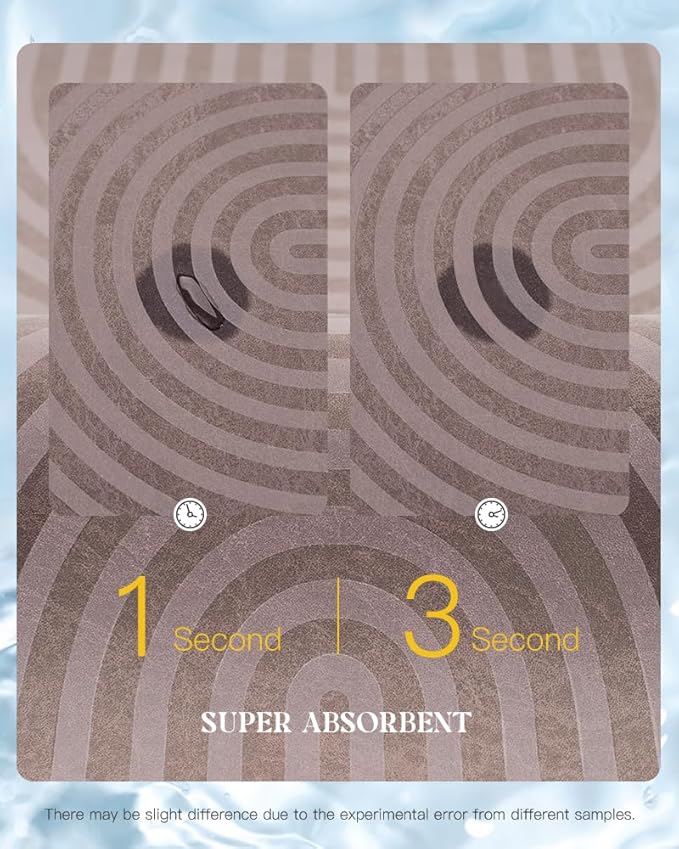 MontVoo -Bath Mat-Non Slip Thin Bathroom Rugs Fit Under Door- Quick Dry Absorbent Faux Suede Surface Grey Bathroom Floor Mats-Shower Rug for in Front of Bathtub Shower Brown Arched 17x59