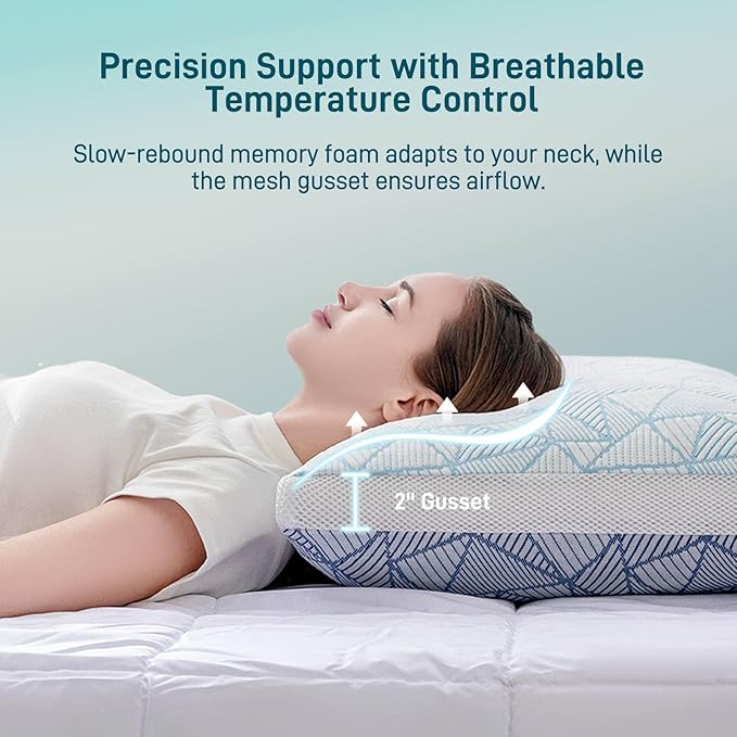 Shredded Memory Foam Cooling Soft Bamboo Viscose Pillow King Size, Adjustable Hypoallergenic Hotel Quality Bed Pillow for Side, Stomach or Back SleeperSleeper, Oeko-TEX Certified