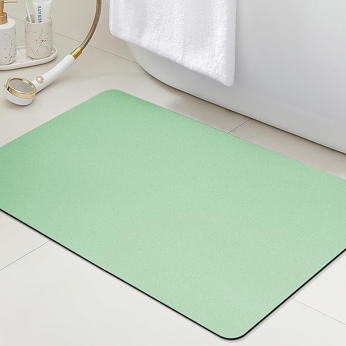 Ultra Thin Non-Slip Bath Mat Fit Under Door, Upgrade Backing Non Slip Bath Mat, Quick Dry Ultra Absorbent Bathroom Rugs, Machine Washable Bath Mats for Bathroom, Bathtub & Kitchen, Sage Green, 32"x20"