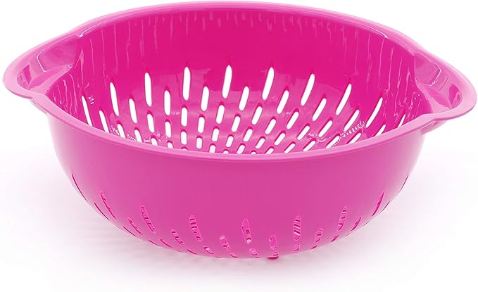 Mintra Home Mixing Bowl w/Colander (Large 4.5L, Purple) - For Washing & Draining Fruits And Vegetables - Heavy Duty Plastic for Baking, Cooking Supplies - Dishwasher Safe