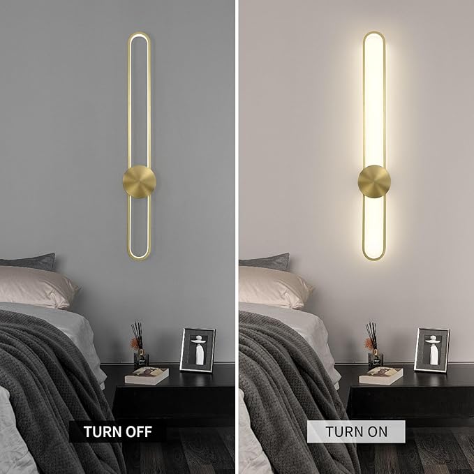 JAYMP Modern Wall Sconce 4000K Dimmable LED Wall Light Fixture, Hardwired Wall Lamp for Living Room, Dining Room, Bedroom, Hallway, Lobby, Entryway, 1 Pack (Brushed Gold, H56cm/22inch)