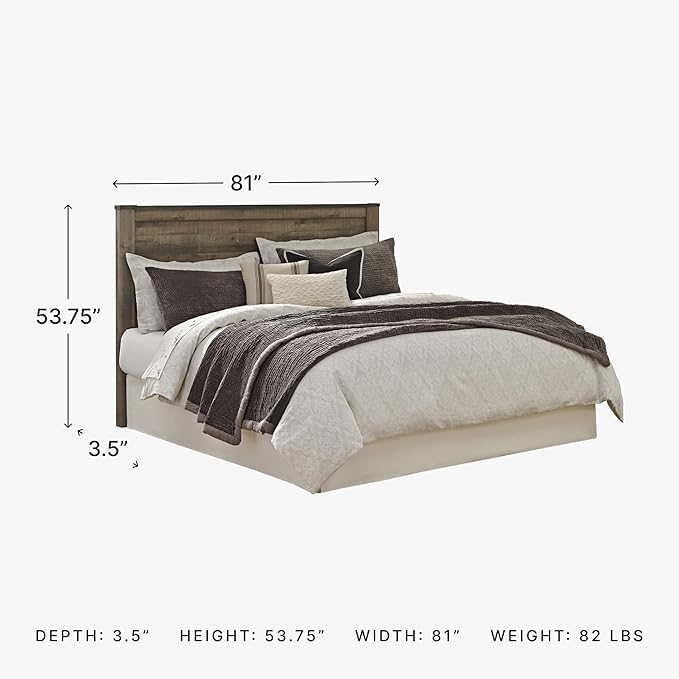 Signature Design by Ashley Trinell Rustic Panel Headboard, King/California, Warm Brown