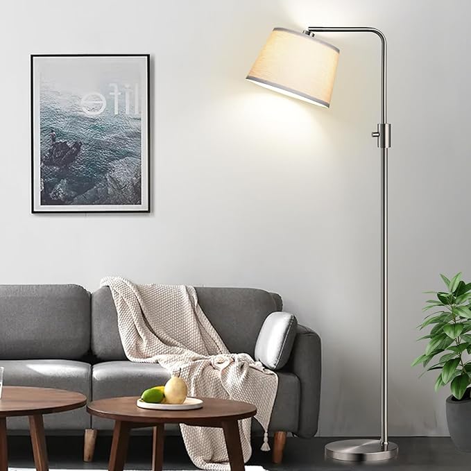 【Upgraded】 Dimmable 1000 Lumens LED Edison Bulb Included, Brushed Nickel Arc Floor Lamps Modern Standing Lamp Tall Lamps for Living Room Bedroom