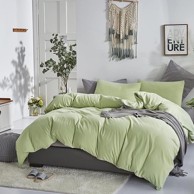 CLOTHKNOW Green King Comforter Set 3Pcs Sage Green Bedding Comforter Sets Pale Green Comforter King Soft Light Green King Size Comforter Set
