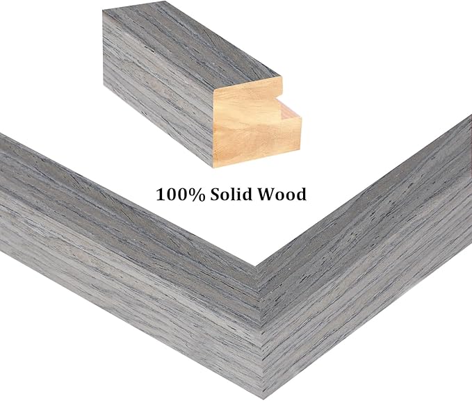 Egofine 6x8 Picture Frame Made of Solid Wood with Plexiglass, Display Pictures 4x6/5x7 with Mat or 6x8 Without Mat for Tabletop and Wall Mounting, Oak Grey