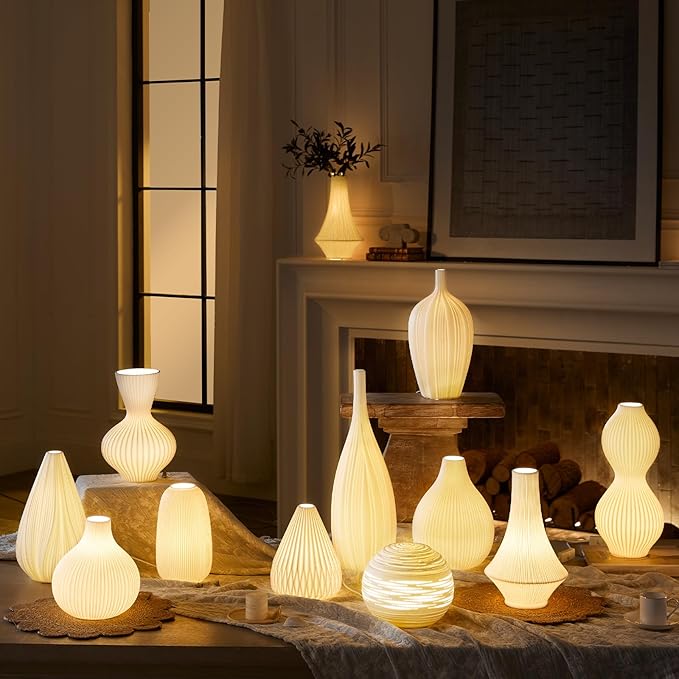 RONDURE 9.1" Modern Ceramic Table Lamp, Modern Bedside Lamps for Bedroom, Living Room and Nightstand, White Translucent Ceramic Shade, Warm Ambient Lighting, Home Decor