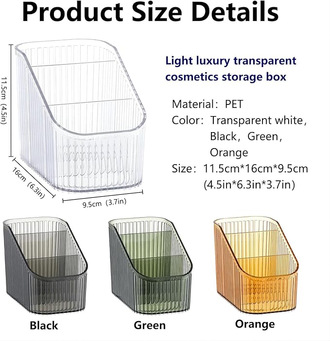 DASITON Large Capacity Makeup Brush Holder,3 Slot Makeup Brush Cup,Vintage striped Make Up Brush Holder,for Vanity Decor,Bathroom Countertops,Desk Storage Container,Cosmetic Display cases(Clear-S)