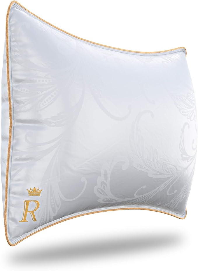 Royal Therapy Pillows Queen Size Set of 2 - Pillows, Side Sleeper Pillow - Adjustable Alternative Down Pillow, Bed Pillows, Sophisticated Design & Gold Piping