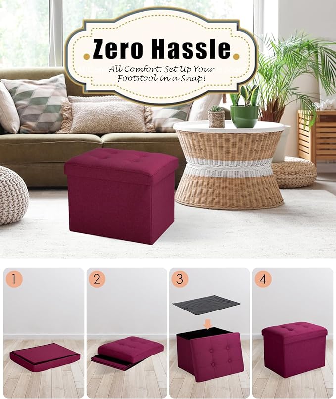 Ottoman Storage Ottoman Foot Rest Stool Foldable Bench with Storage Student Dormitory Bedroom and Entryway 17 X 13 X 13