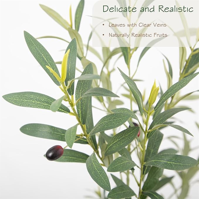 Bellacat 6.03ft Super Fuller Faux Olive Tree with Multiple Real Wood Trunks, 72.4in Olive Trees Artificial Indoor with Realistic Fruits & Leaves, Fake Olive Tree for Indoor & Outdoor Home Office Décor