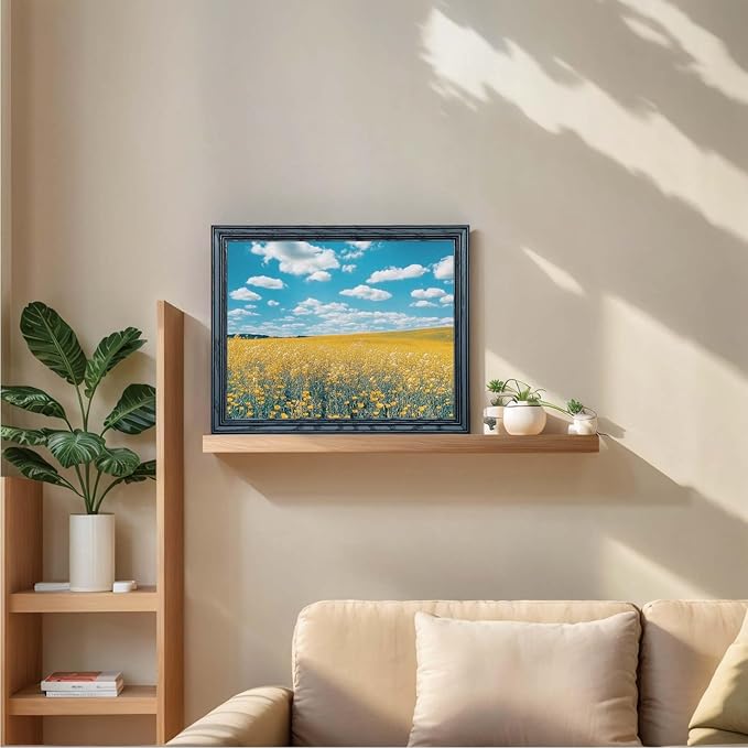 11x14 Picture Frame for Wall Hanging Solid Oak Wood, 8x10 Picture Frame with Mat,11x14 Premium Photo Frame with Real HD Tempered Glass,Ideal for Home Decor, Art Gallery,Black, 1 Pack