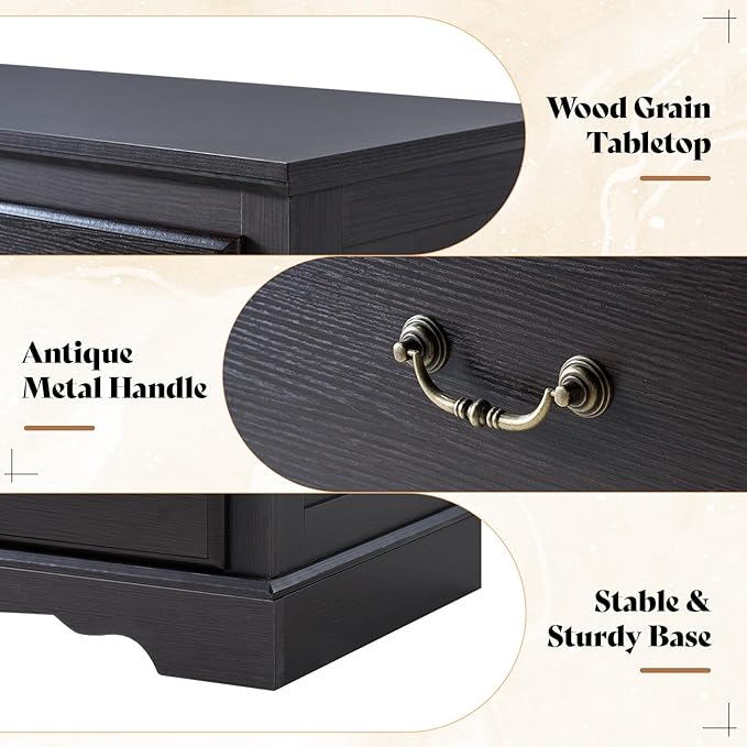 AMERLIFE Farmhouse 6 Drawers Dresser for Bedroom, Wood Antique Chest of Drawers with Metal Handle, Tall Dresser Organizer for Hallway, Entryway, Espresso