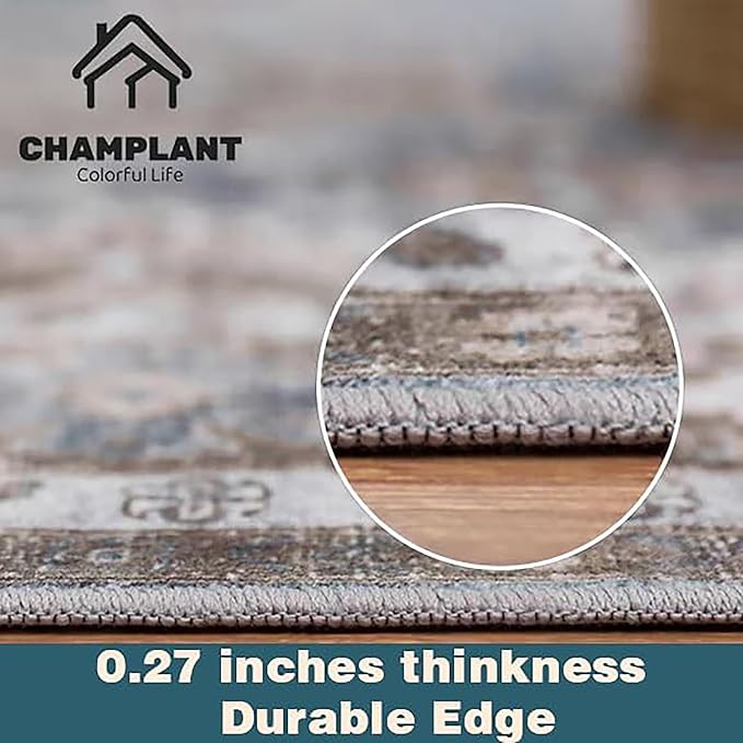 Washable Area Rug 8'x10' Boho Design Non-Shedding Non-Slip Easy Care Ideal for High Traffic Areas in Living Room Bedroom Office Coffee Table Kitchen Large Carpet