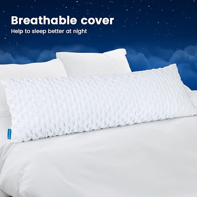Body Pillow for Side Sleeper with Neck and Shoulder Pain,Adjustable Shredded Memory Foam Pillows, Cooling Pillow for hot Sleepers with Washable Cover, Bed Pillows for Adults, Original White