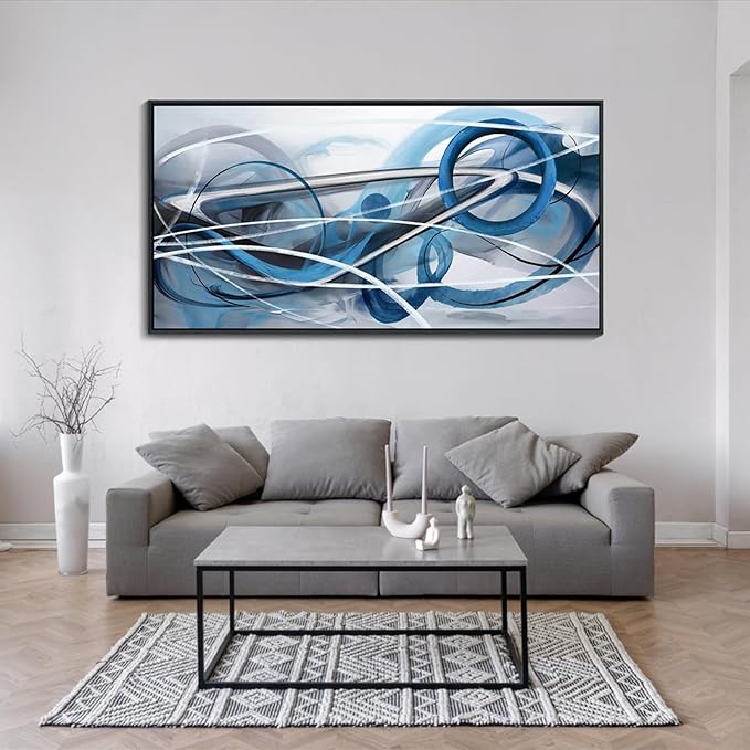 YDYSUNE Blue Abstract Wall Art Modern Canvas Wall Paintings Abstract Artwork for Living Room Pictures for Bedroom Wall Decor Office Home Decor Artwork for Walls 24×48IN