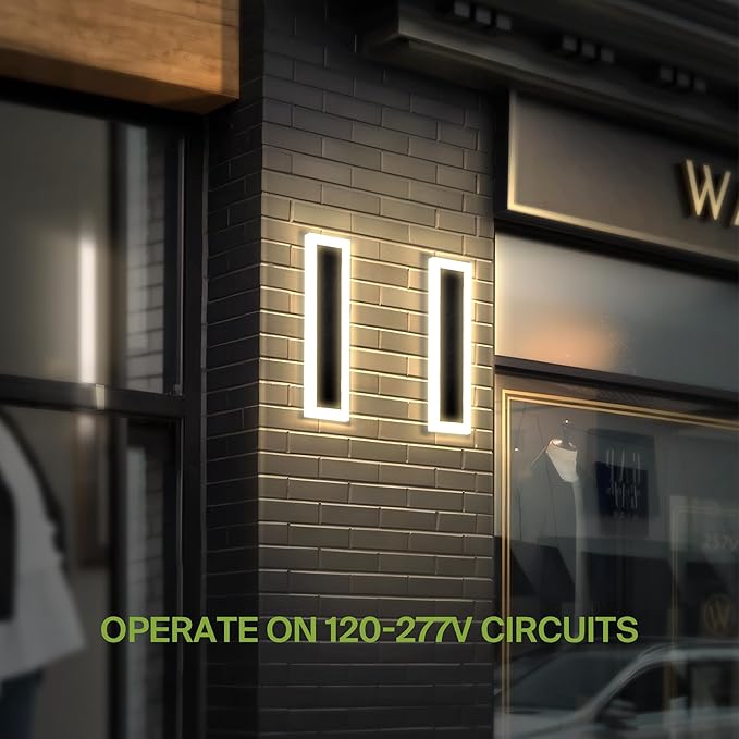 ASD LED 24" Long Wall Mount Light Fixture, Outdoor & Indoor Linear Sconce | 3CCT, Dimmable, Waterproof, Anti-Rust, ETL Listed | 24W 2000LM 3000-5000K 100-277V | Exterior Porch Lighting | Black