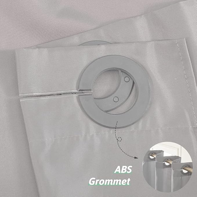 Furlinic No Hook Long Shower Curtain 78 Length,Soft Polyester Fabric Wahable Shower Curtain Liner,Modern Hotel Spa Style Bathroom Curtains with 10 Plastic Built-in Grommets,Light Grey 72x78 Inch