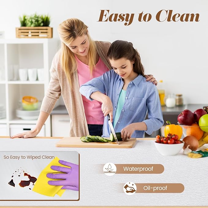 Drawer Shelf Liner for Kitchen Cabinets, Non Adhesive Slip Resistant Shelf Paper Easy to Clean, Strong Grip Thickened Waterproof Washable Mats for Pantry Shelves Cupboard Dresser, White, 17.5in x 30FT
