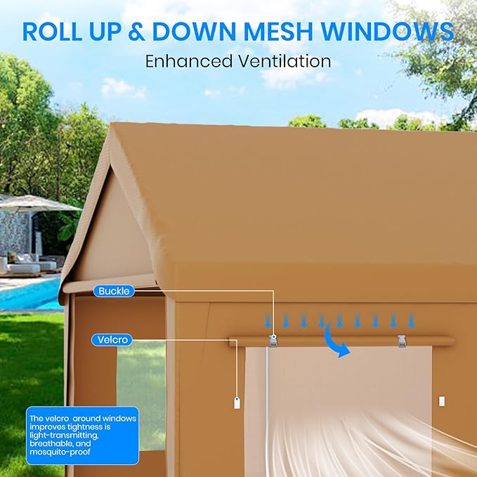 Carport 10x20 Heavy Duty Portable Garage,Carport Canopy with Roll-Up Windows & Doors,Portable Garage and Shelter with Removable Sidewalls,Car Tent Garage with All-Season Tarp for Truck Lawnmower Bike