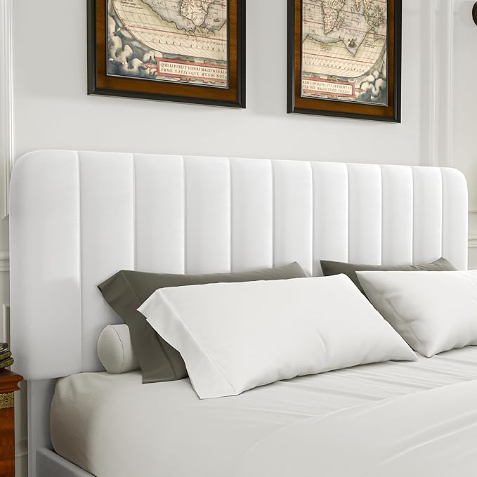 VECELO Queen Size Upholstered Bed Frame with 4 Drawers and Headboard, Velvet Platform Storage Bedframe, Wooden Slats Support, No Box Spring Needed,Snow-White