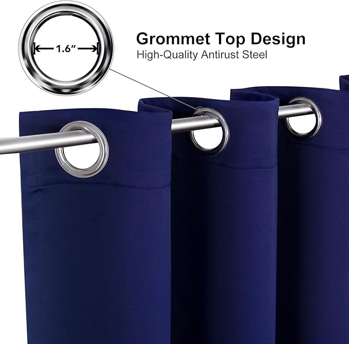 ChrisDowa Small Window Curtains for Kitchen and Bedroom - Grommet Short Thermal Insulated Room Darkening Curtains (2 Panels, Navy Blue, 36 x 24 Inch)