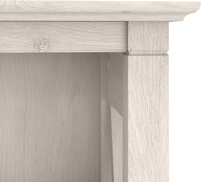 Bush Furniture Tall 5 Shelf Bookcase for Living Room or Home Office, Large Bookshelf, Modern Farmhouse Style, Key West Collection, Linen White Oak