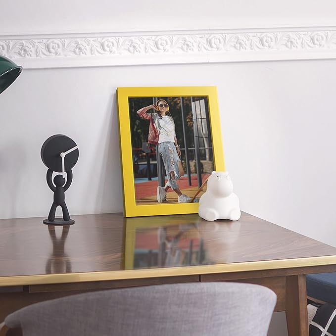 Renditions Gallery 8x10 inch Picture Frame High-end Modern Style, Made of Solid Wood and High Definition Glass Ready for Wall and Tabletop Photo Display, Yellow Frame