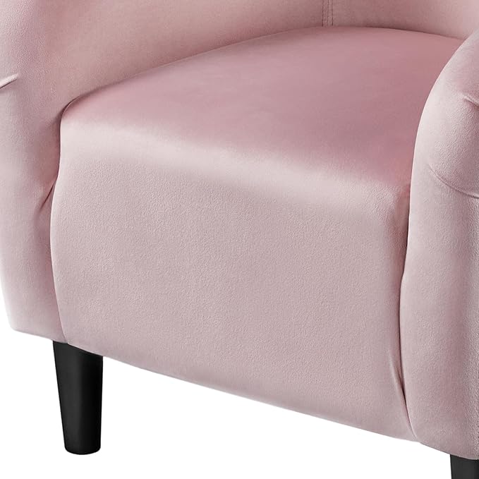 Yaheetech Barrel Chairs, Modern Vanity Chair Soft and Cozy Barrel Chair with Sturdy Legs and Soft Padded Seat for Living Room/Bedroom/Makeup Room, Pink