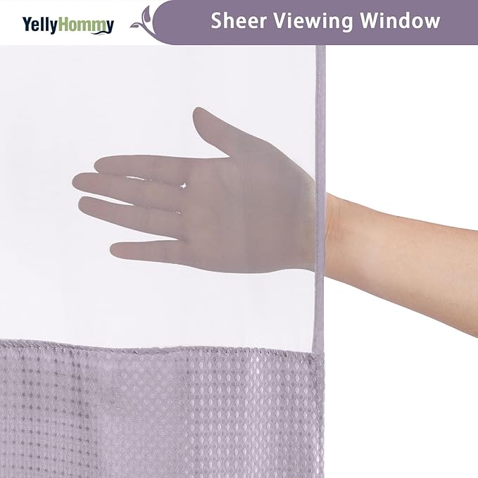 YellyHommy No Hook Shower Curtain with Snap in Liner Set Less Time Waffle Shower Curtain for Bathroom 75" L x 72" W Purple