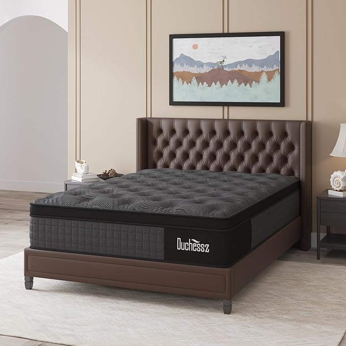 Queen Mattress, 10 Inch Hybrid Mattresses Black with Gel Memory Foam and Individually Pocket Innerspring Euro Top Medium Firm for Motion Isolation, Edge Support, 100 Night Trial