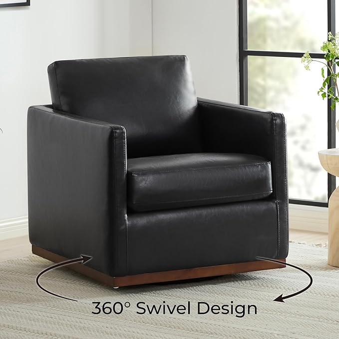 CHITA Swivel Accent Chair, FSC Certified Mid Century Modern Arm Chair for Living Room and Bedroom, Fully Assembled, Black