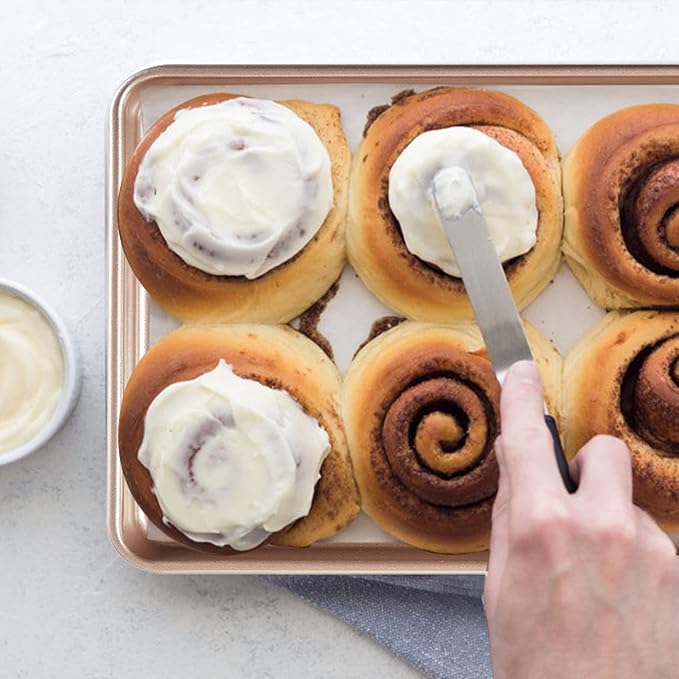 12.7-Inch Nonstick Baking Sheets & Cookie Trays for Oven, 2-Pack Durable Rectangular Baking Pans Set (Gold)