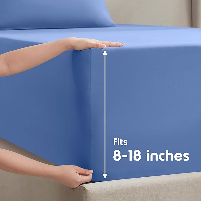 Nestl Bed Sheet Set, Twin XL, 3 Piece, Deep Pocket, Hotel Luxury, Extra Soft, Breathable, Calm Blue