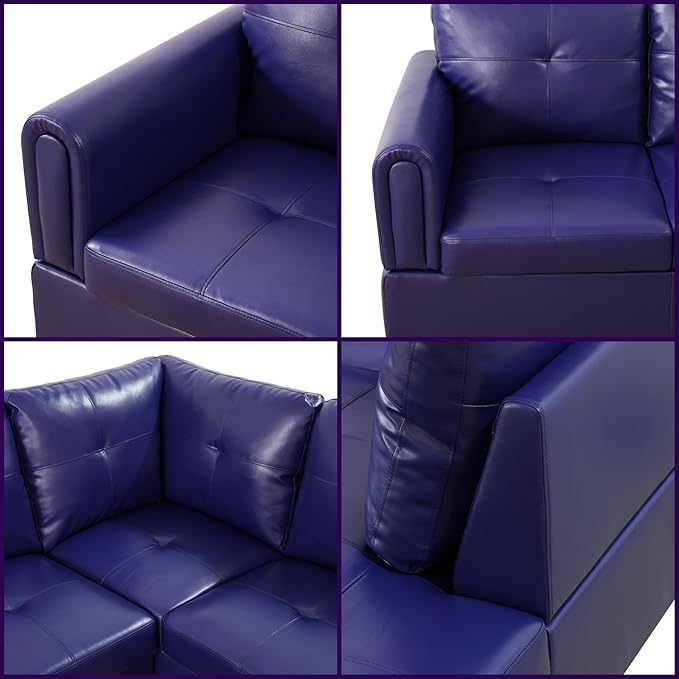 L Shaped Couch, Modular Sectional Sofa with Chaise, Modern Modular Sofas Furniture Sofa Couches for Living Room/Apartment/Office/Bedroom, Dark Blue Violet