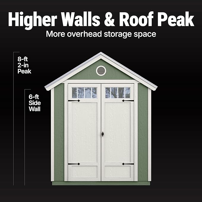 Handy Home Products Garden Shed 6x8 Do-it-Yourself Wooden Storage Shed with Metal Roof- Does not Include Floor kit or Paint