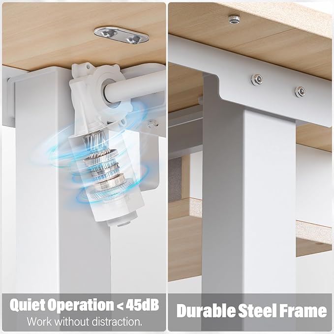 Electric Standing Desk with 4 Drawers 48''x 24'' Adjustable Height Sit to Stand Up Desk with Storage Shelf, C-Clamp Mount Compatible Black Home Office Desks Computer Gaming Table Ergonomic Workstation