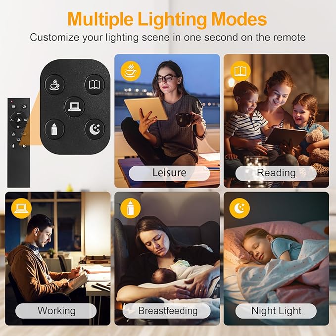 OUTON Floor Lamp, 30W/3000LM LED Modern Torchiere Sky Lamp, Bright Dimmable Standing Tall Lamp with 4 Color Temperatures, Remote Touch Control, 1 Hour Timer for Living Room Bedroom Office, White