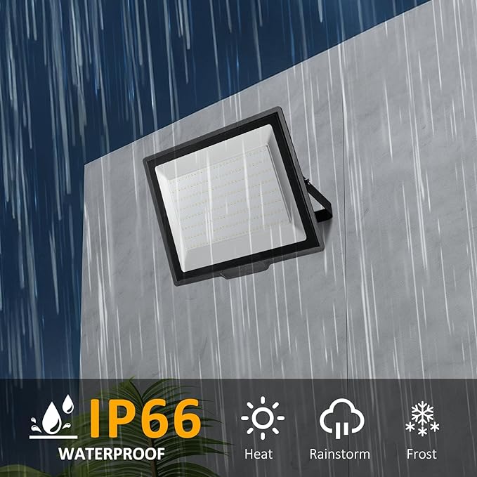 200W Flood Lights Outdoor,18000 LM Bright Work Light,6500K Daylight White LED Flood Light Outdoor, IP66 Waterproof Exterior Floodlight for Yard Garage Stadium 2 Pack