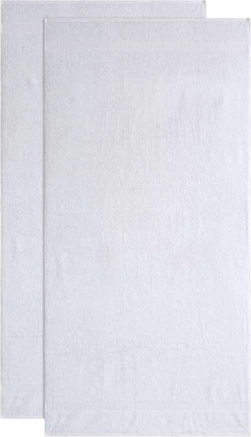 SALBAKOS 100% Turkish Cotton Extra Large Bath Sheet Set of 2 35x70 inch | Heirloom Quality | Hotel & Spa Collection |Soft, Absorbent Oversize Bath Towels | Made in Turkey (White, 2 Bath Sheets)