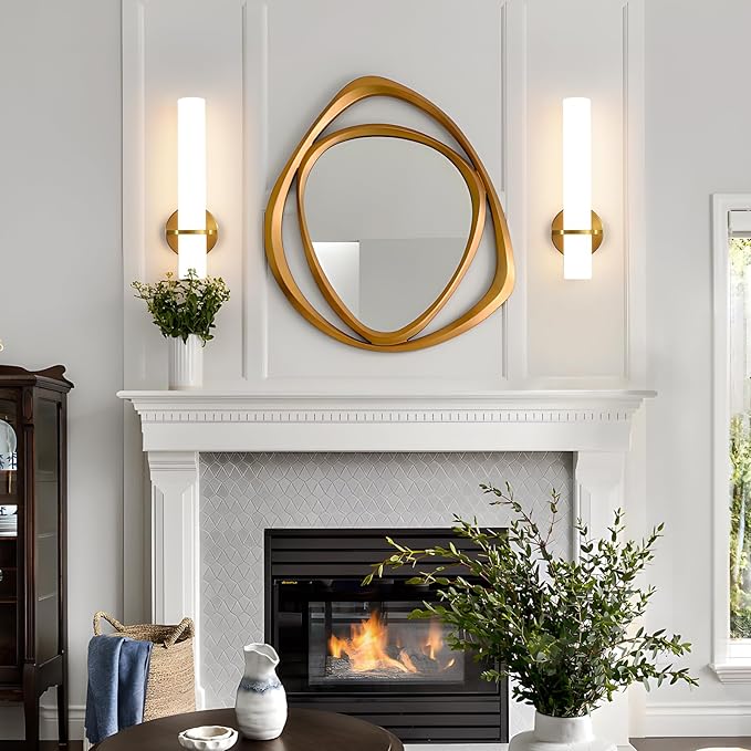 Wall Sconces - 15 inch Gold Wall Sconces Set of Two Modern Bathroom Sconce 15W Dimmable LED Wall Sconce Light with Acrylic Lampshade, Bathroom Vanity Light for Mirror Living Room Hallway 3000K