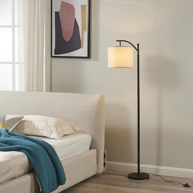 Arc Floor Lamp,Modern Floor Lamp,62'' Standing Lamp with Foot Switch,Tall Floor Lamps for Living Room,Bedroom,Office,360° Adjustable Light Shade,(Black)