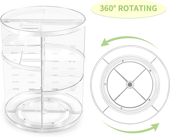 COYAHO 360 Rotating Makeup Organizer, Spinning Countertop, Cosmetic Holder Shelf, Make Up Organizers and Storage for Bedroom, Transparent
