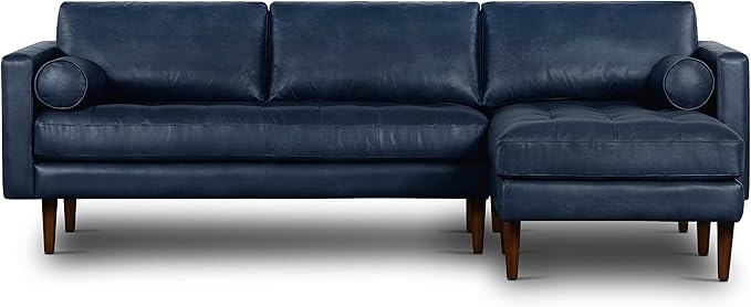 POLY & BARK Napa Furniture, Right Facing Sectional Sofa, Midnight Blue