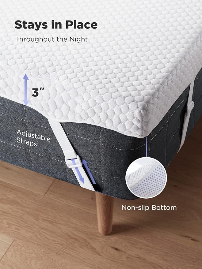 PERLECARE 3 Inch Gel Memory Foam Mattress Topper for Pressure Relief, Premium Soft Mattress Topper for Cooling Sleep, Non-Slip Design with Removable & Washable Cover, CertiPUR-US Certified - Cal King