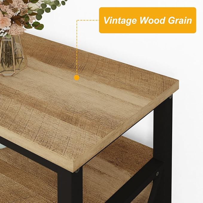 BON AUGURE Tall TV Stand for 65 55 Inch TVs, Industrial Entertainment Center with Storage Cabinet, Wood Farmhouse TV Media Console for Living Room and Bedroom (32 Inch High, Vintage Oak)